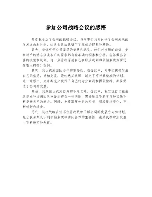 参加公司战略会议的感悟