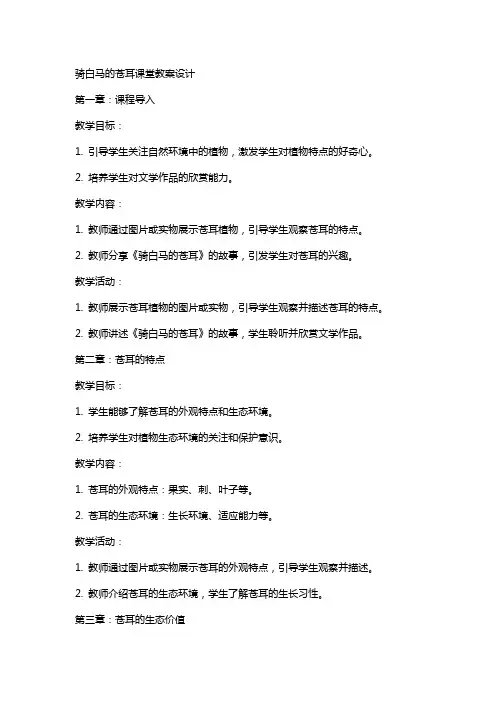 骑白马的苍耳课堂教案设计