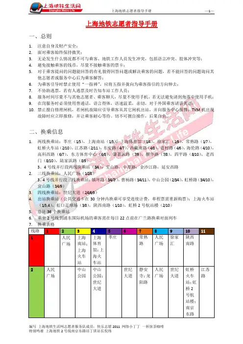 上海地铁志愿者指导手册