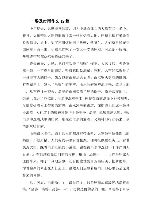 一场及时雨作文12篇精选