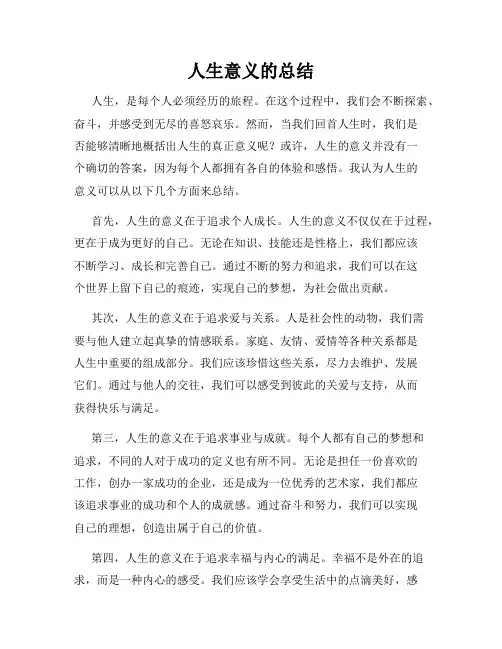 人生意义的总结