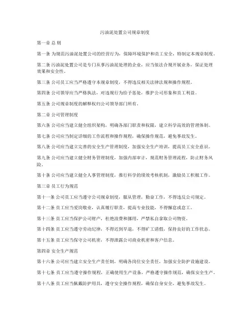 污油泥处置公司规章制度
