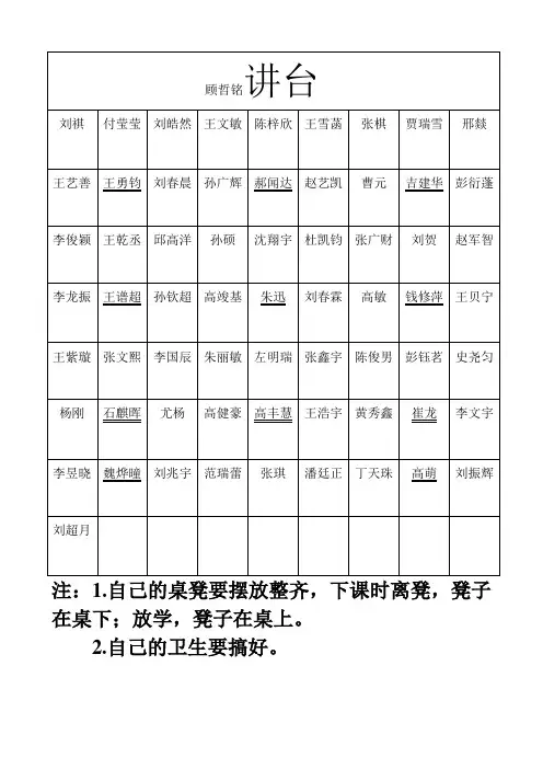 座次表 Microsoft Word 文档