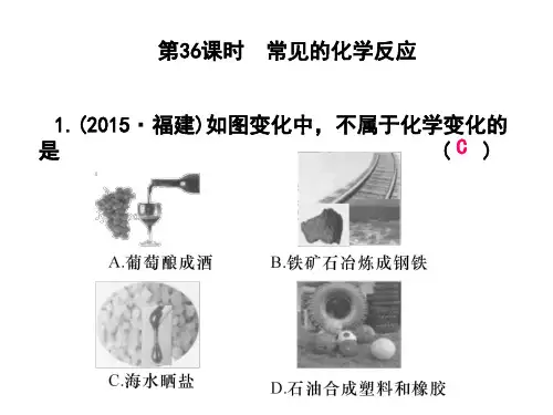 浙江省科学中考第一轮总复习：课后练习36 常见的化学
