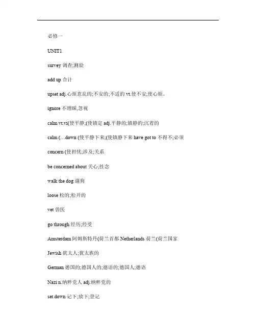 人教版高中英语全部单词必修1至选修8