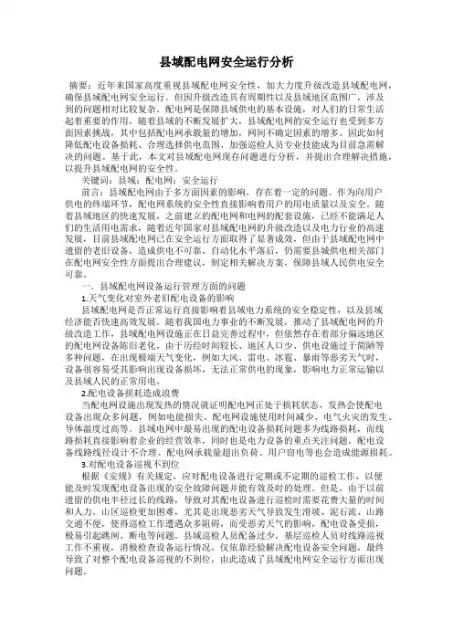 县域配电网安全运行分析