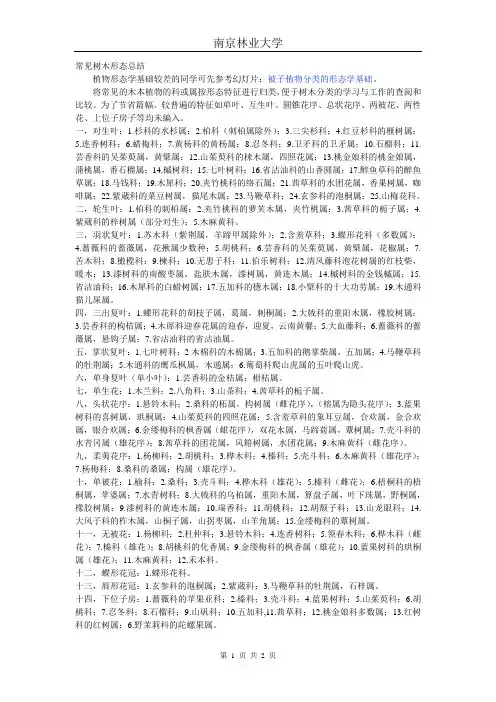 树木形态特征