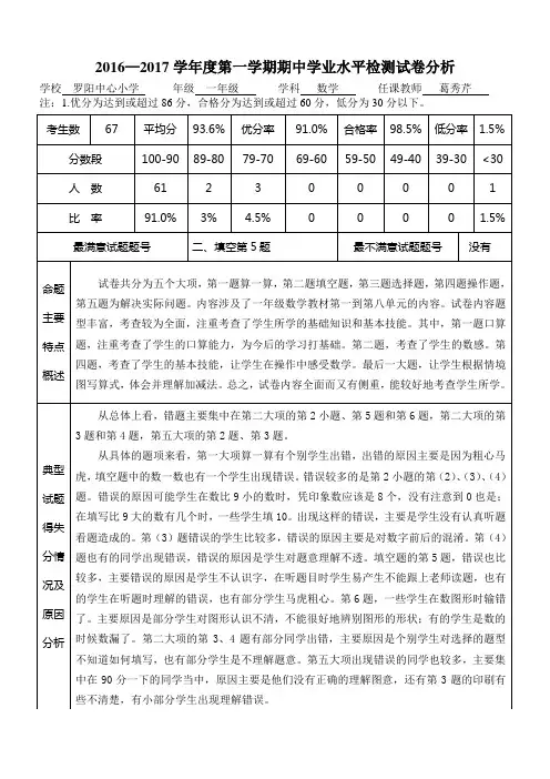 20161114期中考试试卷分析——一(2)