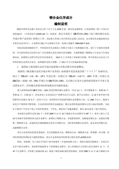 铜合金化学成分