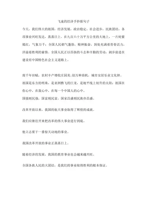 飞速的经济手抄报句子