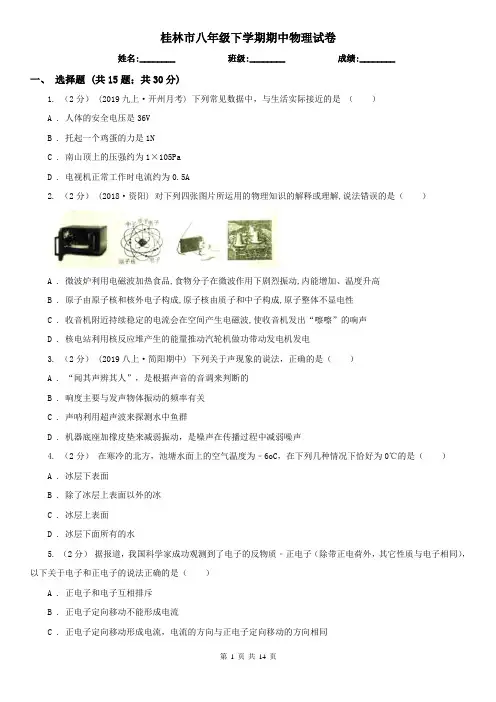 桂林市八年级下学期期中物理试卷