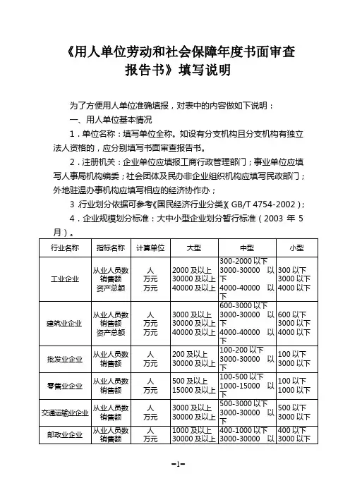 用人单位劳动和社会保障年度书面审查