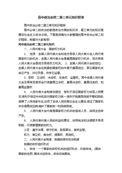 高中政治必修二第三单元知识框架