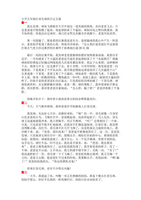 小学五年级打羽毛球的日记3篇 