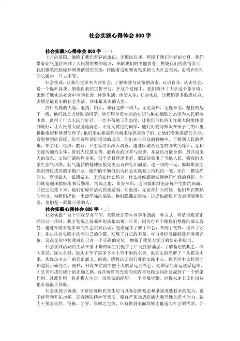 社会实践心得体会800字