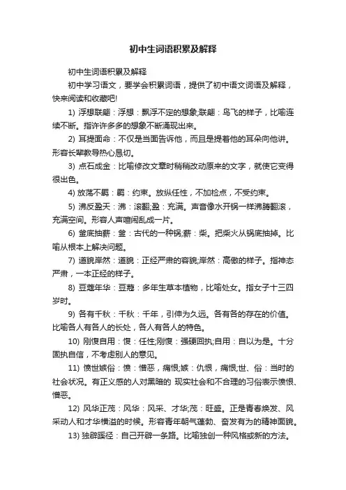 初中生词语积累及解释