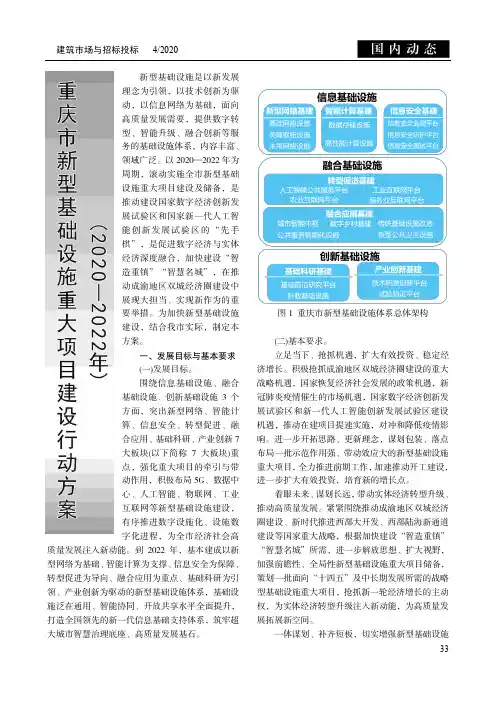 重庆市新型基础设施重大项目建设行动方案(2020—2022年)
