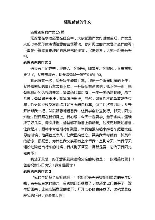 感恩爸爸的作文15篇