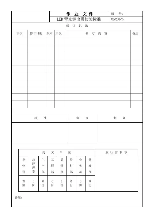 LED背光源出货检验标准