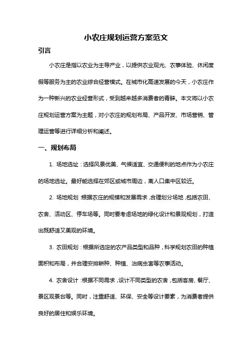 小农庄规划运营方案范文