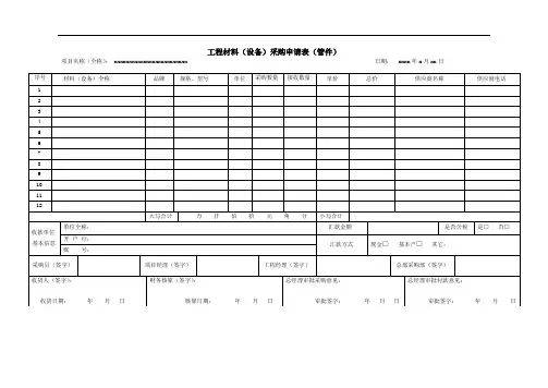 工程材料采购申请单模板