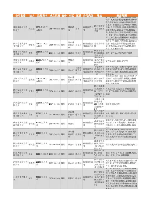 2021年四川省矿业行业企业名录4434家