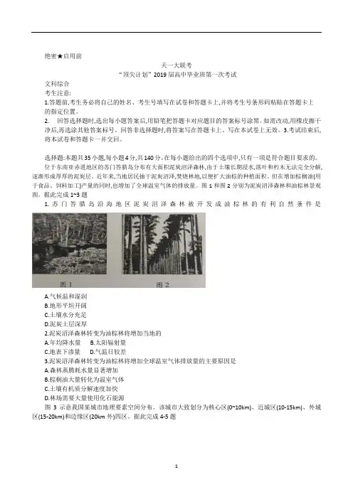 天一大联考“顶尖计划”2019届高中毕业班第一次考试