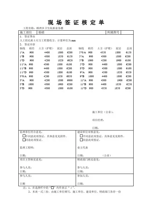 现场签证核定单