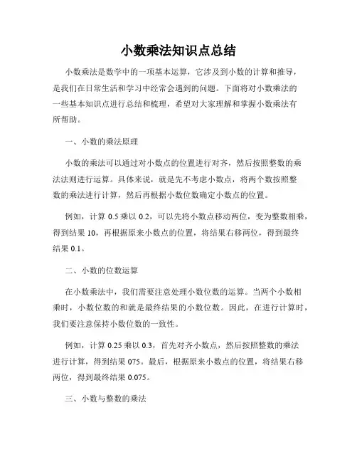小数乘法知识点总结