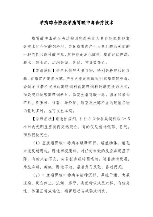 羊病综合防疫羊瘤胃酸中毒诊疗技术