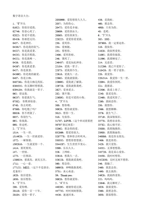 数字谐音大全