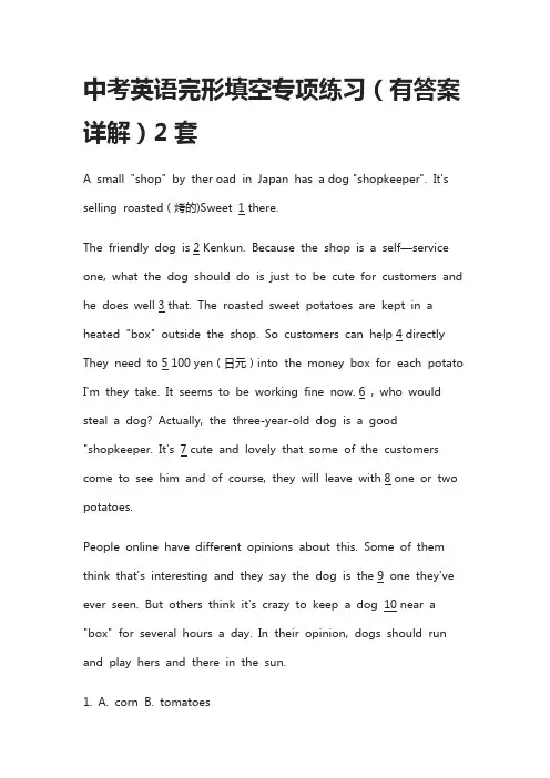(全)2021中考英语完形填空专项练习(有答案详解)2套