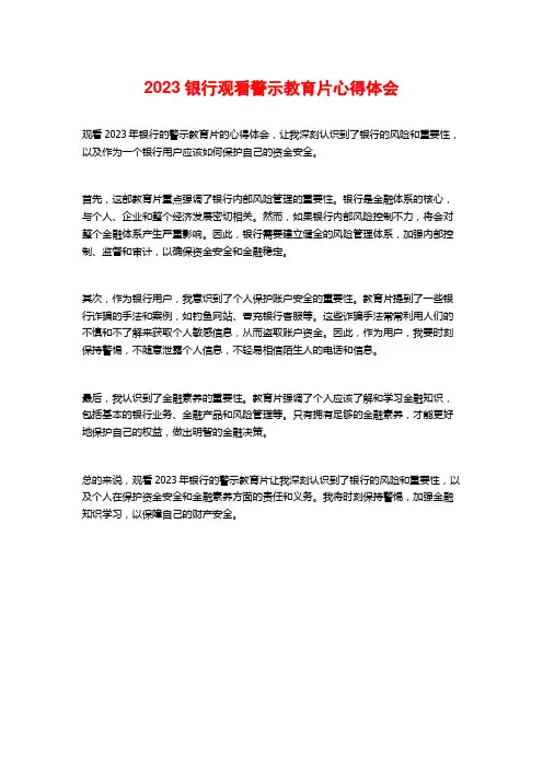 2023银行观看警示教育片心得体会