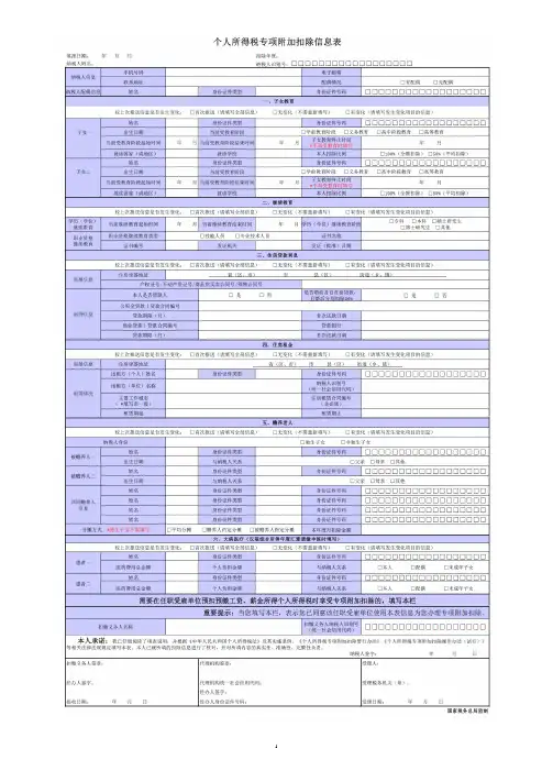 个人所得税专项附加扣除信息表【模板】