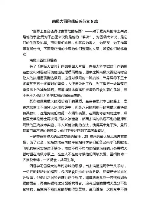 南极大冒险观后感范文5篇