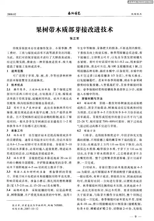 果树带木质部芽接改进技术