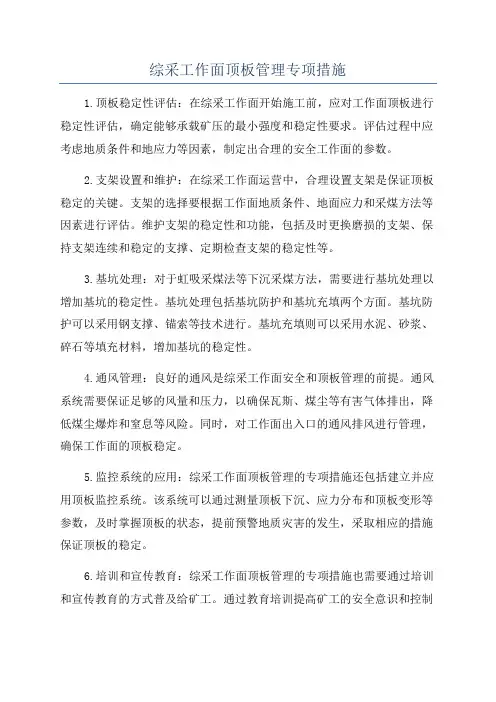 综采工作面顶板管理专项措施
