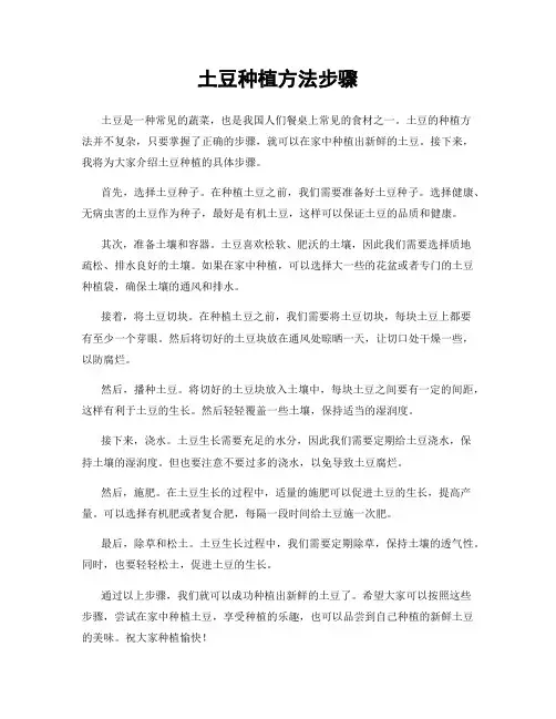 土豆种植方法步骤