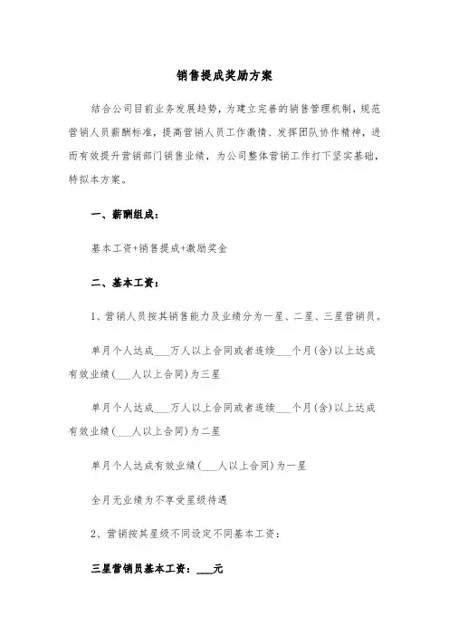 销售提成奖励方案(二篇)