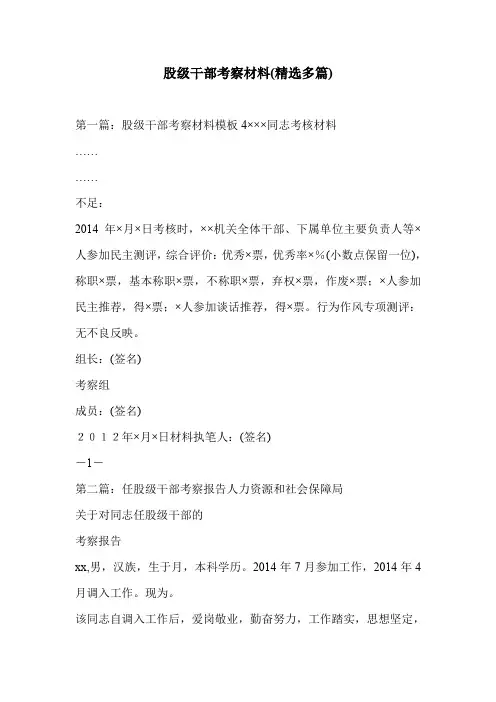 股级干部考察材料(精选多篇)