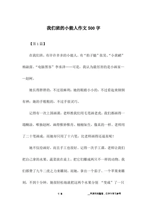 我们班的小能人作文500字