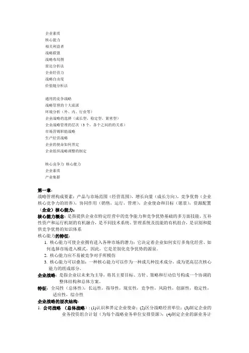 企业战略管理期末复习总汇