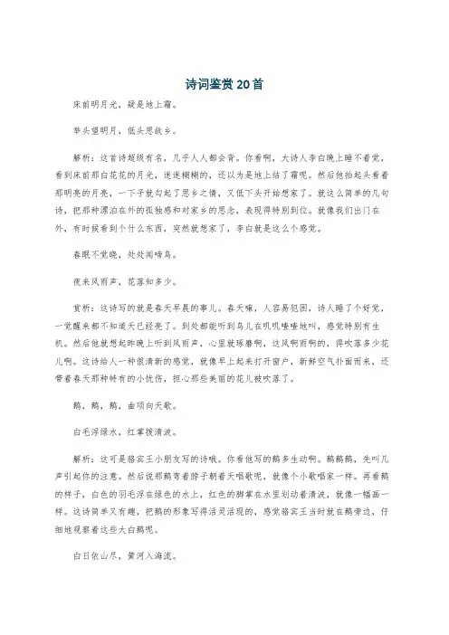 诗词鉴赏20首