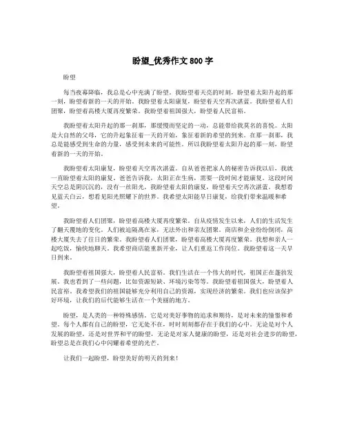 盼望_优秀作文800字