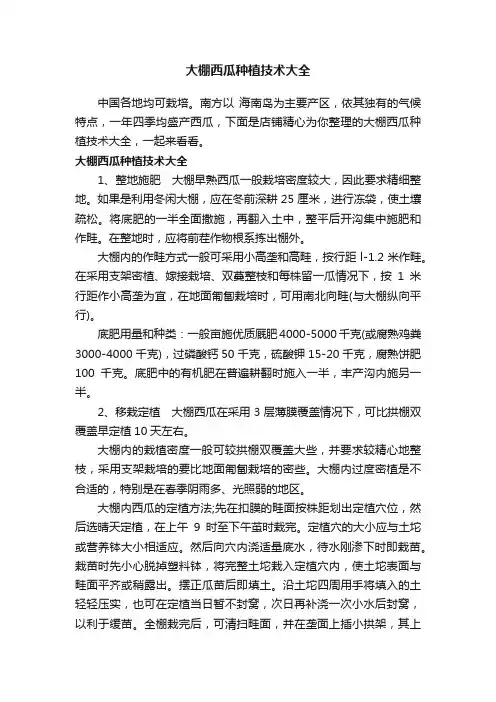 大棚西瓜种植技术大全