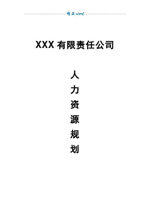 XX公司人力资源规划方案63256