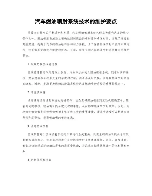 汽车燃油喷射系统技术的维护要点