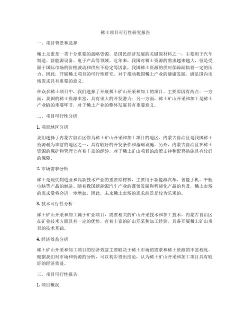 稀土项目可行性研究报告