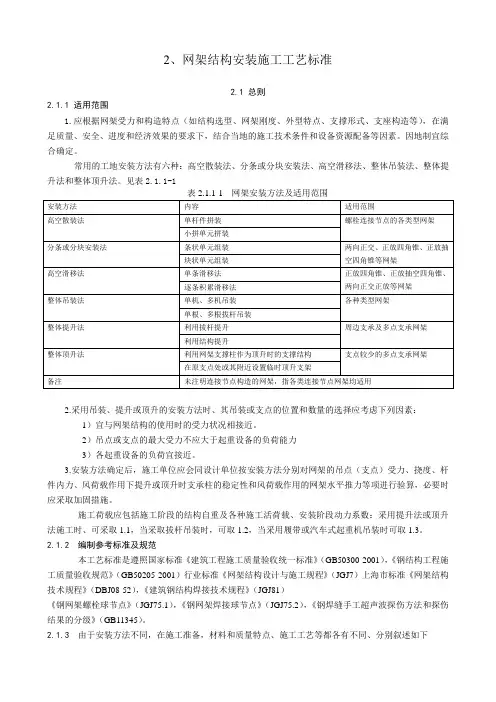 网架结构高空散装法安装施工工艺