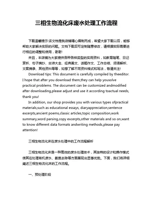 三相生物流化床废水处理工作流程